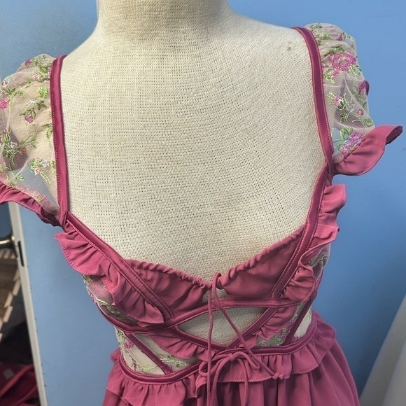 For Love & Lemons Camila Sleeved Slip Dress size small. - Picture 12 of 12